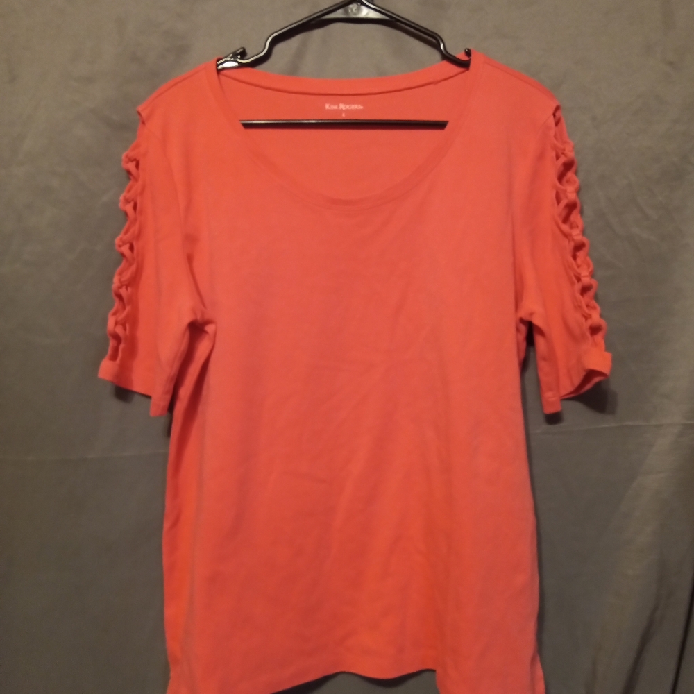 Kim Rogers Pink Short Sleeve Cut Out Tee
